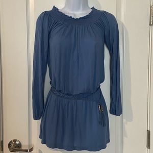 Moda International Blue Tunic top with tie belt.